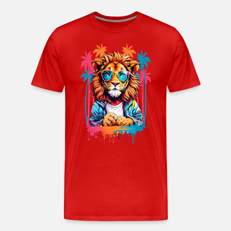 Coole Löwe - Männer Premium Bio T-Shirt - Rot
