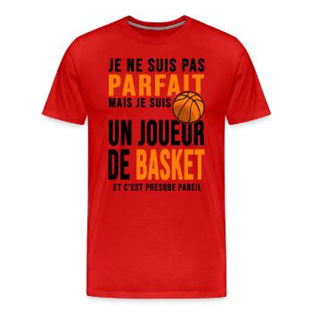Cadeau basket joueur parfait basketteur - T-shirt bio Premium Homme - rouge - Devant - Damien (186cm)