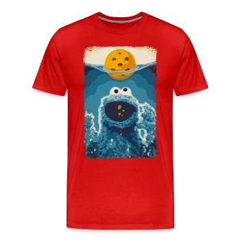 Sesamstraße Krümelmonster Hai - Männer Premium Bio T-Shirt - Rot - Vorne - Damien (186cm)
