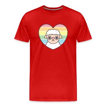 Cute Sheep Rainbow Heart Subtle Pride - Men's Premium Organic T-Shirt - red - Front - Damien (186cm)