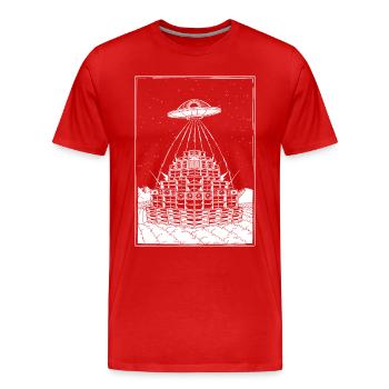 Rave Party Alien UFO Sound System - T-shirt bio Premium Homme - rouge - Devant - Damien (186cm)