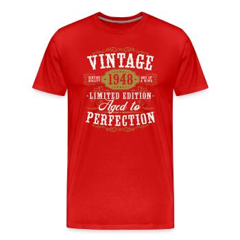 Born 1948 Birthday Retro Gift - Men's Premium Organic T-Shirt - red - Front - Damien (186cm)
