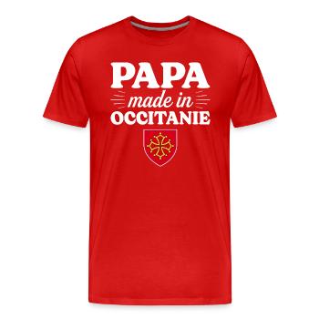 Papa Made In Occitanie - Homme Papa Occitan - T-shirt bio Premium Homme - rouge - Devant - Damien (186cm)