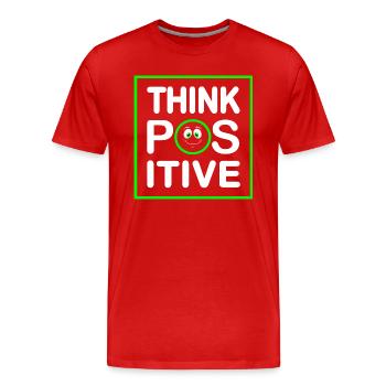 Think Positive - Männer Premium Bio T-Shirt - Rot - Vorne - Damien (186cm)