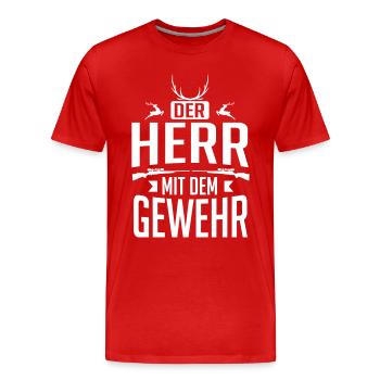Jäger - der Herr mit dem Gewehr - Männer Premium Bio T-Shirt - Rot - Vorne - Damien (186cm)