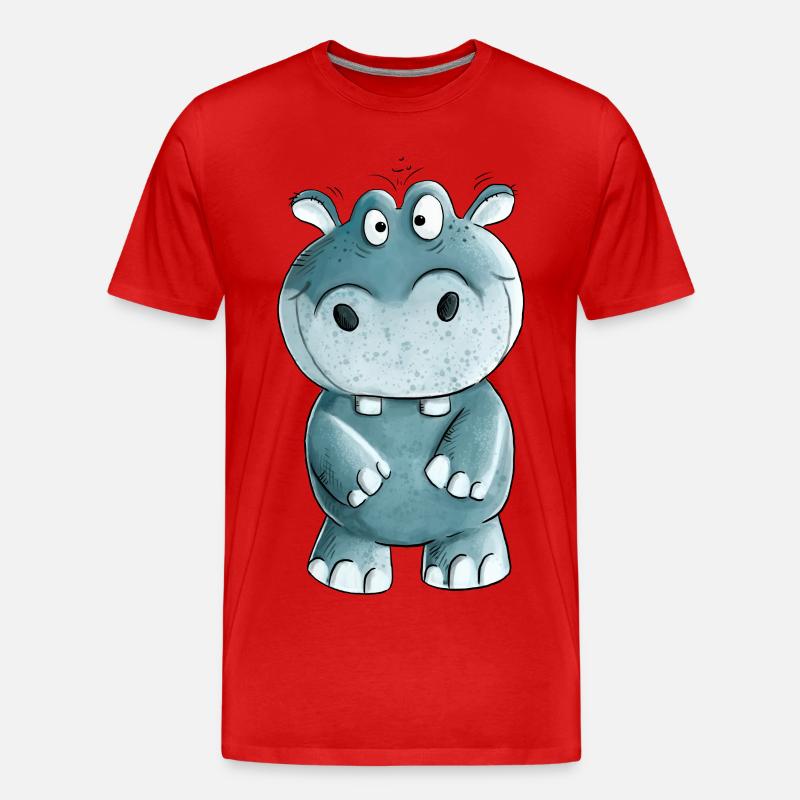Blaues Nilpferd I Wildtiere Comic - Männer Premium Bio T-Shirt - Rot