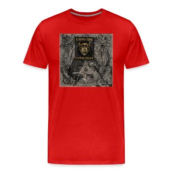 Alltags Exorzismus Motiv - Männer Premium Bio T-Shirt - Rot - Vorne - Damien (186cm)