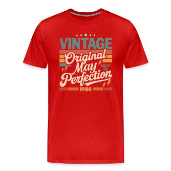 Vintage May 1980 – Perfection for 46 years - Men's Premium Organic T-Shirt - red - Front - Damien (186cm)
