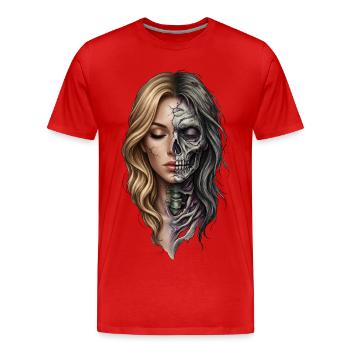 La vie et la mort en portrait - T-shirt bio Premium Homme - rouge - Devant - Damien (186cm)