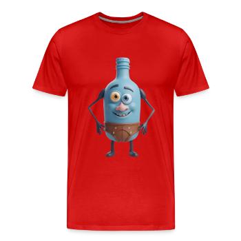 Ami de la bouteille bleue en slip - T-shirt bio Premium Homme - rouge - Devant - Damien (186cm)