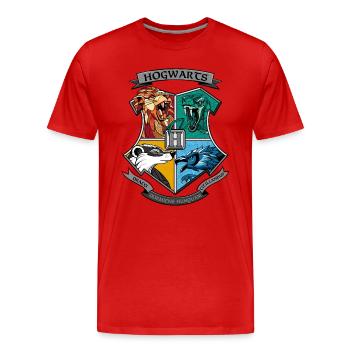 Harry Potter Hogwarts Logo - Männer Premium Bio T-Shirt - Rot - Vorne - Damien (186cm)