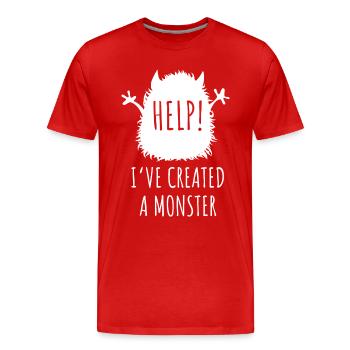 Help! I've Created A Monster - Männer Premium Bio T-Shirt - Rot - Vorne - Damien (186cm)