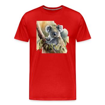 Aquarelle Koala - T-shirt bio Premium Homme - rouge - Devant - Damien (186cm)