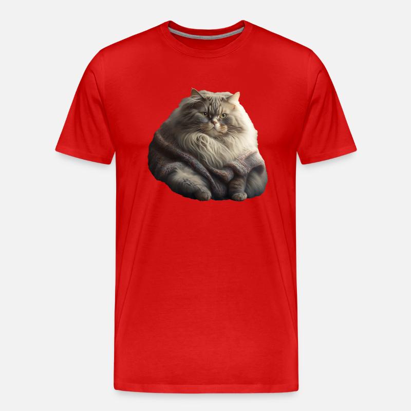 Süße Katze Strick Pullover - Männer Premium Bio T-Shirt - Rot