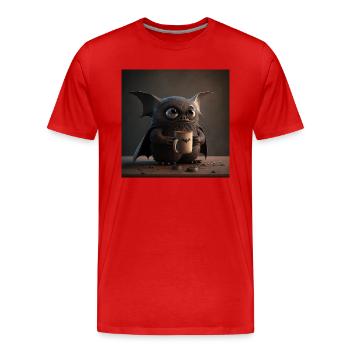 Bat Coffee Caffeine Nocturnal Lusitg - Men's Premium Organic T-Shirt - red - Front - Damien (186cm)
