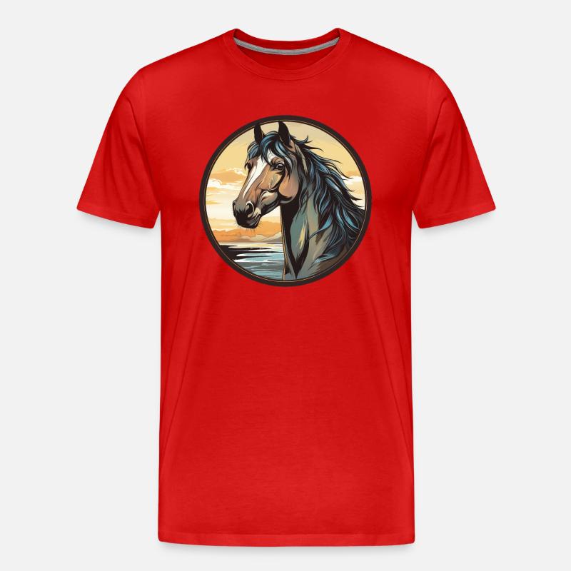 Pferd - Männer Premium Bio T-Shirt - Rot