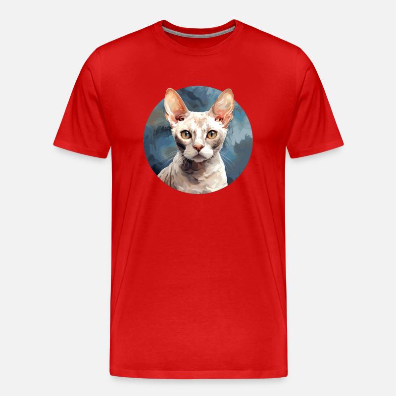 Devon Rex Katze - Männer Premium Bio T-Shirt - Rot