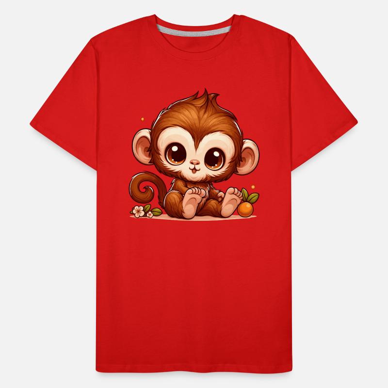 AFFE ÄFFCHEN BANANE BAUM TIER ZOO KLETTERN BABY Männer Premium Bio T-Shirt
