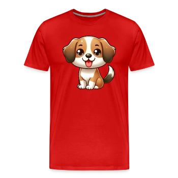CHIEN BEAGLE CHIBI BÉBÉ CHIOT OREILLE SOUPLE AMOUR ANIMAL - T-shirt bio Premium Homme - rouge - Devant - Damien (186cm)