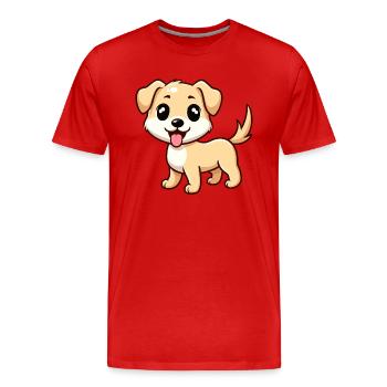 DOG, FOUR-LEGGED DOG, DOG,, PAW, LOVE, ANIMAL LOVER - Men's Premium Organic T-Shirt - red - Front - Damien (186cm)