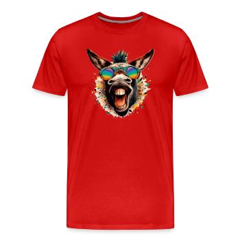 CUL CRAZY HORSE COLORÉ HIPPIE HERBE FÊTE ÂNE - T-shirt bio Premium Homme - rouge - Devant - Damien (186cm)