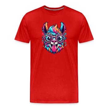 LUNETTES NERD ALPAGA CRAZY CRAZY COLORÉ RAINBOW - T-shirt bio Premium Homme - rouge - Devant - Damien (186cm)