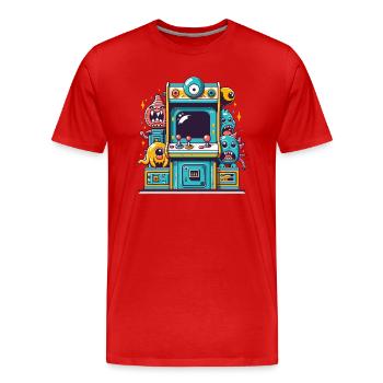 ARCADE SLOT MACHINE CASINO JOYSTICK MONSTER CRAZY - Men's Premium Organic T-Shirt - red - Front - Damien (186cm)