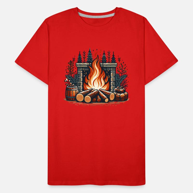 FIREPLACE FIREPLACE DECORATION WINTRY COZY Men's Premium Organic T-Shirt