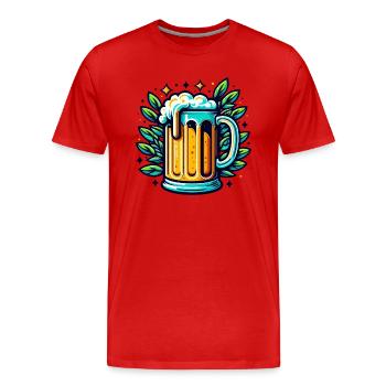 BIÈRE PRESSION, BOISSON, BOISSON, PICHET, MALT, HOUBLON - T-shirt bio Premium Homme - rouge - Devant - Damien (186cm)