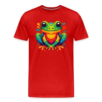 FROSCH KRÖTE UNKE LURCH SUMPF SEE FLUSS FARBENFROH - Männer Premium Bio T-Shirt - Rot - Vorne - Damien (186cm)