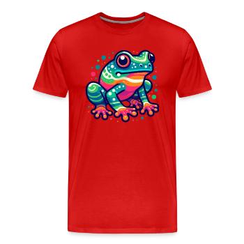 FROSCH KRÖTE UNKE LURCH SUMPF SEE FLUSS FARBENFROH - Männer Premium Bio T-Shirt - Rot - Vorne - Damien (186cm)