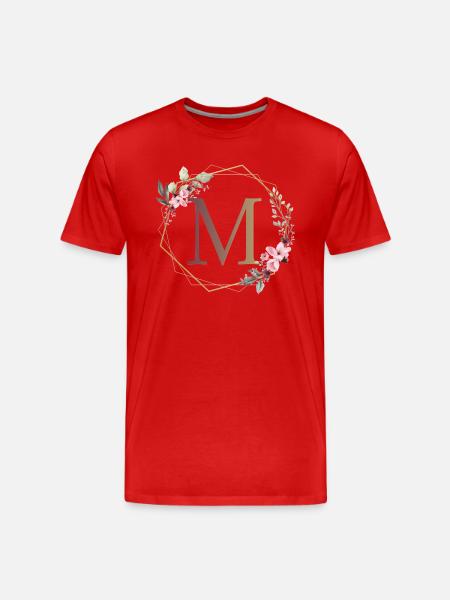 M surrounded by flowers - Men's Premium Organic T-Shirt - red