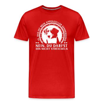 Appenzeller-Nicht Streicheln - Männer Premium Bio T-Shirt - Rot - Vorne - Damien (186cm)