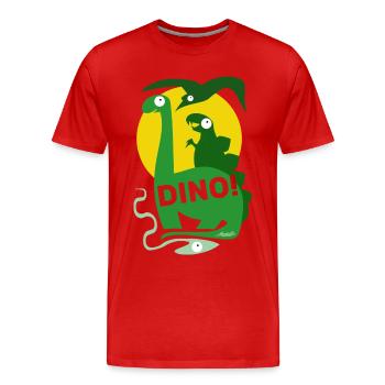 DINO ! Dinosaurier Brontosaurus Kinder Comic - Männer Premium Bio T-Shirt - Rot - Vorne - Damien (186cm)