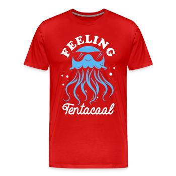 Feeling Tentacool - Méduse avec des tentacules - T-shirt bio Premium Homme - rouge - Devant - Damien (186cm)