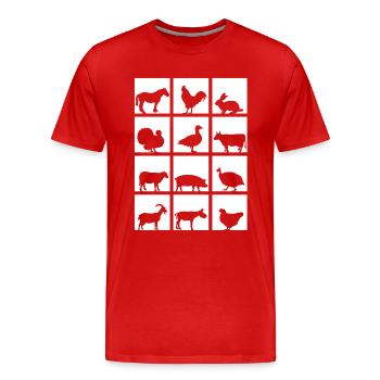 Animaux ferme 4 - T-shirt bio Premium Homme - rouge - Devant - Damien (186cm)