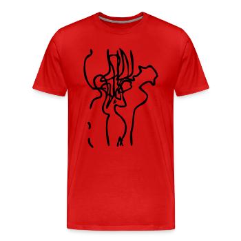 Jazz contrebasse et saxo - T-shirt bio Premium Homme - rouge - Devant - Damien (186cm)