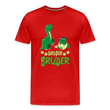 Großer Bruder Dino Dinosaurier - Männer Premium Bio T-Shirt - Rot - Vorne - Damien (186cm)