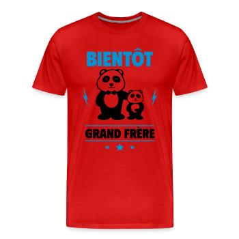 bientôt grand frère, futur grand-frère - T-shirt bio Premium Homme - rouge - Devant - Damien (186cm)