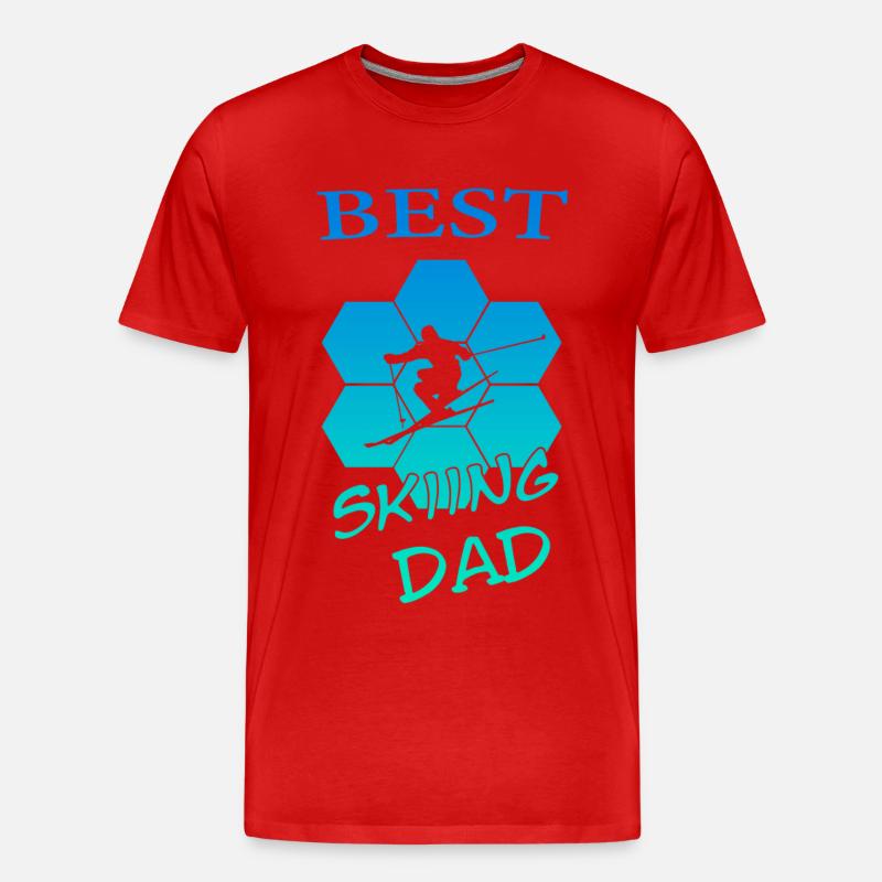 Skiing Dad - Männer Premium Bio T-Shirt - Rot