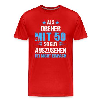 Avec 50 beaux tourneurs - T-shirt bio Premium Homme - rouge - Devant - Damien (186cm)