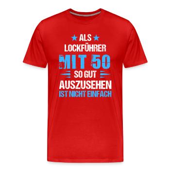Avec 50 beaux leurres - T-shirt bio Premium Homme - rouge - Devant - Damien (186cm)