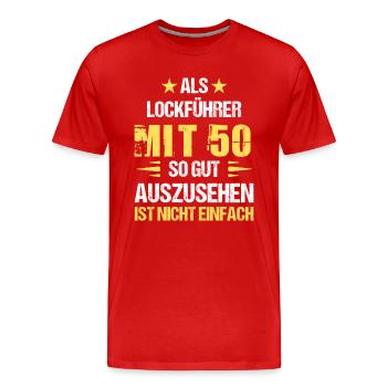 Avec 50 beaux leurres - T-shirt bio Premium Homme - rouge - Devant - Damien (186cm)