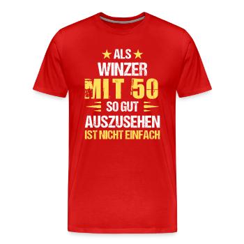 Avec 50 beaux vignerons - T-shirt bio Premium Homme - rouge - Devant - Damien (186cm)