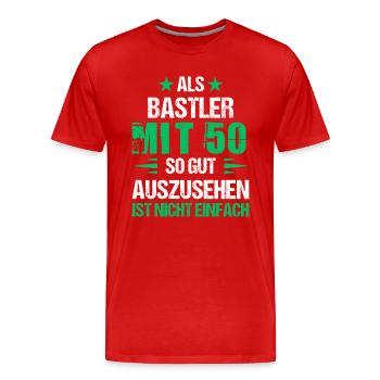 At 50, good-looking hobbyist - Men's Premium Organic T-Shirt - red - Front - Damien (186cm)
