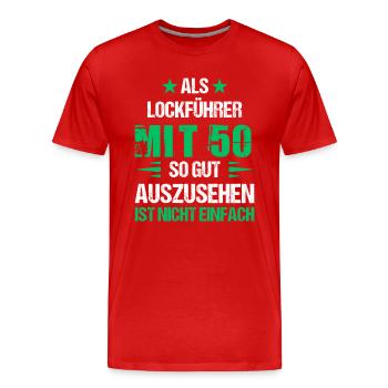 Avec 50 beaux leurres - T-shirt bio Premium Homme - rouge - Devant - Damien (186cm)