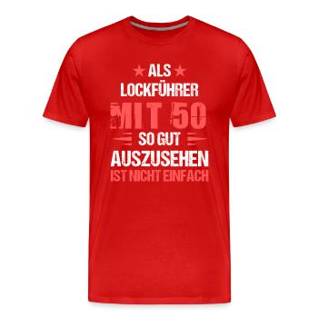 Avec 50 beaux leurres - T-shirt bio Premium Homme - rouge - Devant - Damien (186cm)