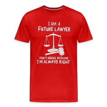 Le futur avocat ne discute pas avec moi - T-shirt bio Premium Homme - rouge - Devant - Damien (186cm)