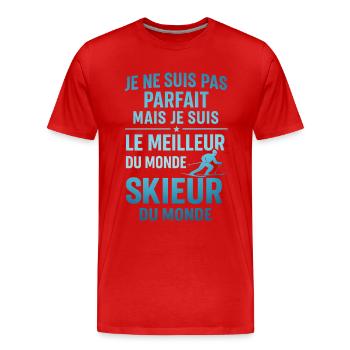 Le meilleur skieur du monde Ski Montagne Skieur - T-shirt bio Premium Homme - rouge - Devant - Damien (186cm)