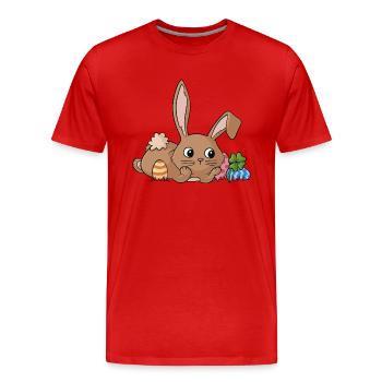 Träumender Comic Osterhase - Männer Premium Bio T-Shirt - Rot - Vorne - Damien (186cm)